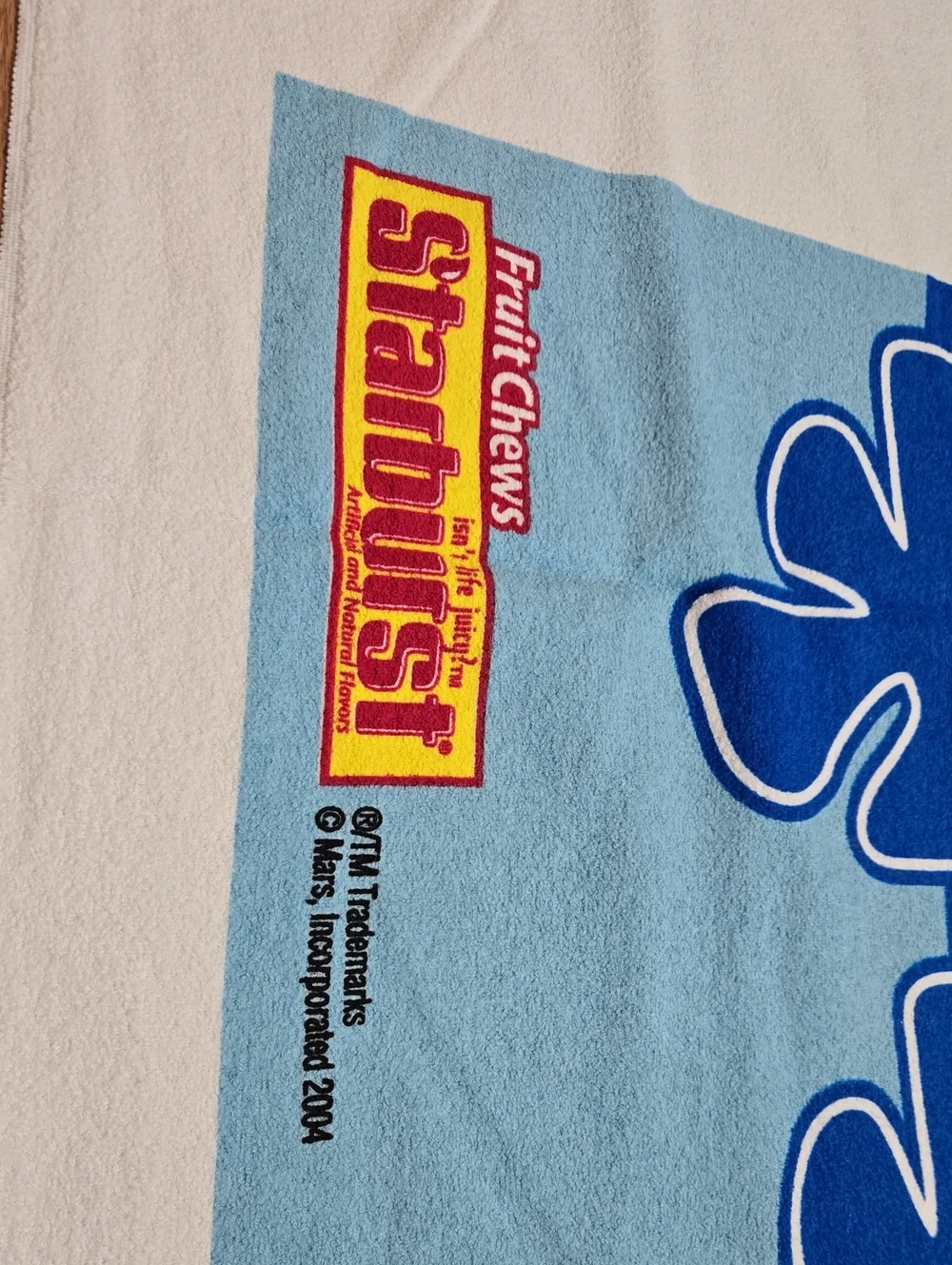 Starburst Fruit Chews Blue Floral Beach Towel Vintage Early 2000s